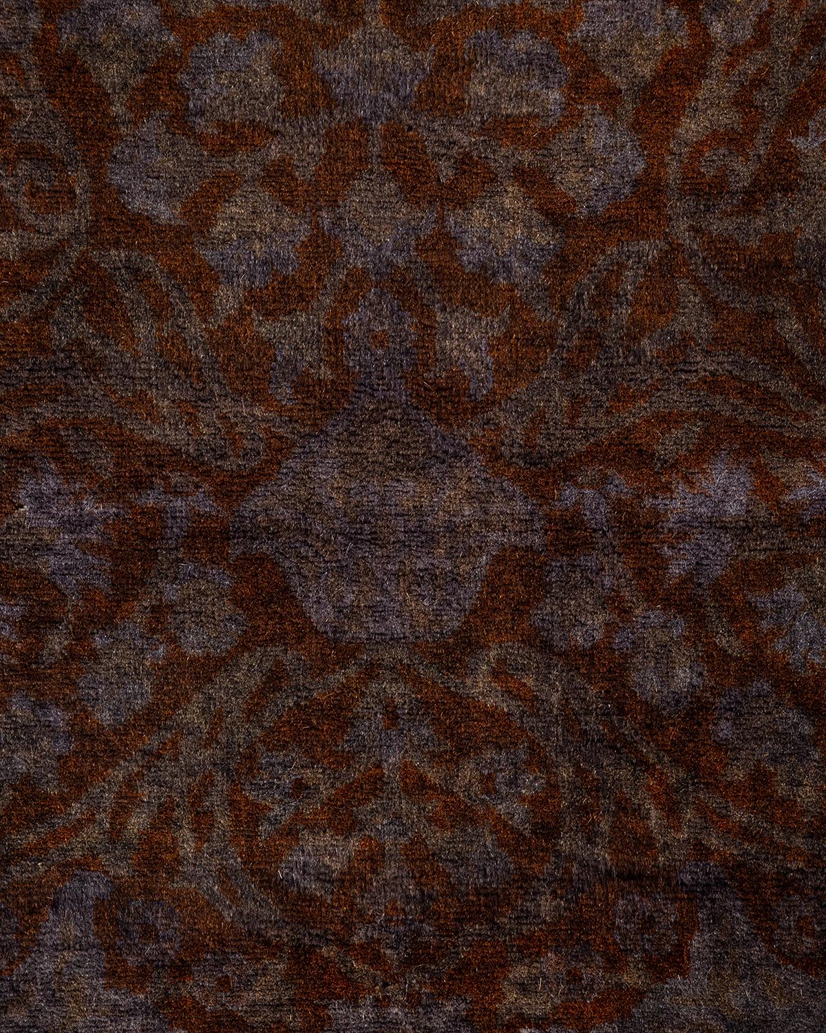 Pakistanais Contemporary Overdyed Hand Knotsted Wool Black Area Rug (tapis de sol en laine surteinte nouée à la main) en vente