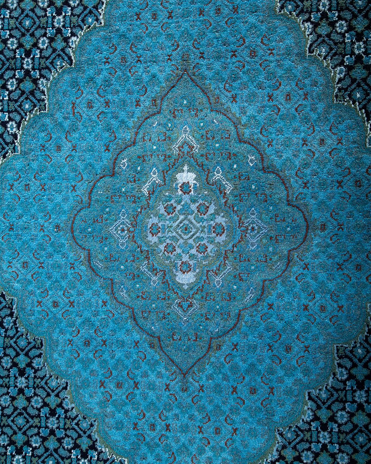 Pakistanais Contemporary Overdyed Hand Knotsted Wool Black Area Rug (tapis de sol en laine surteinte nouée à la main) en vente