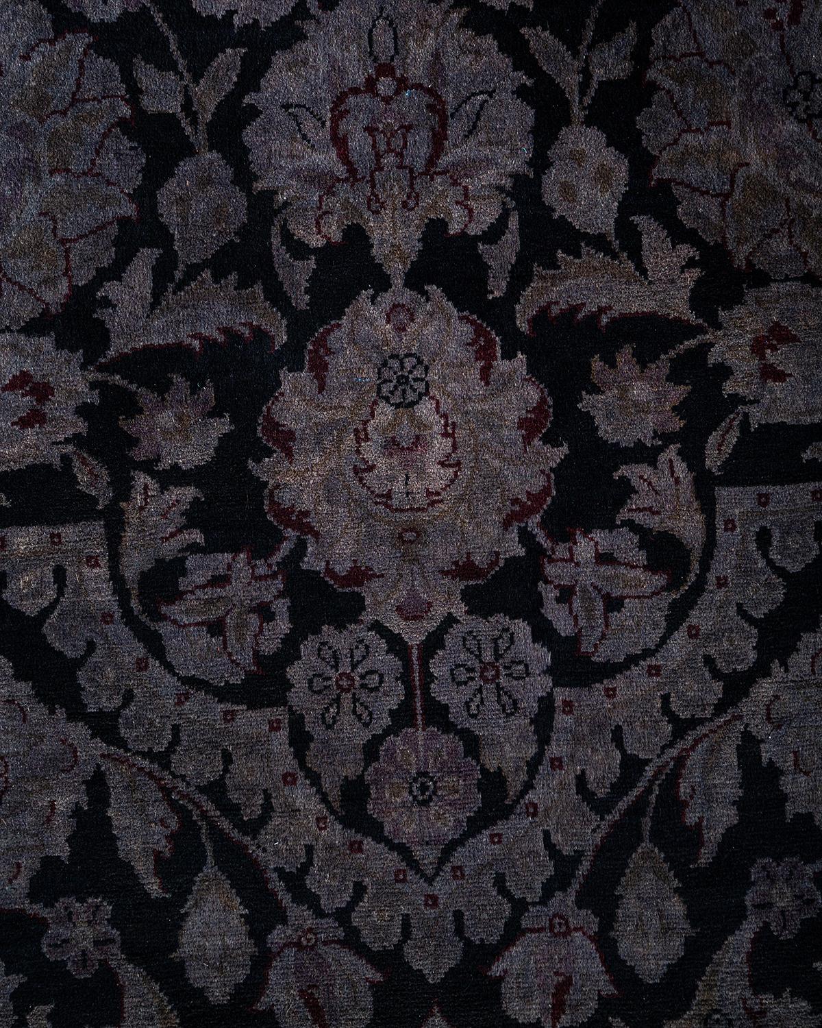 Contemporary Overdyed Hand Knotted Wool Black Area Rug (Pakistanisch)