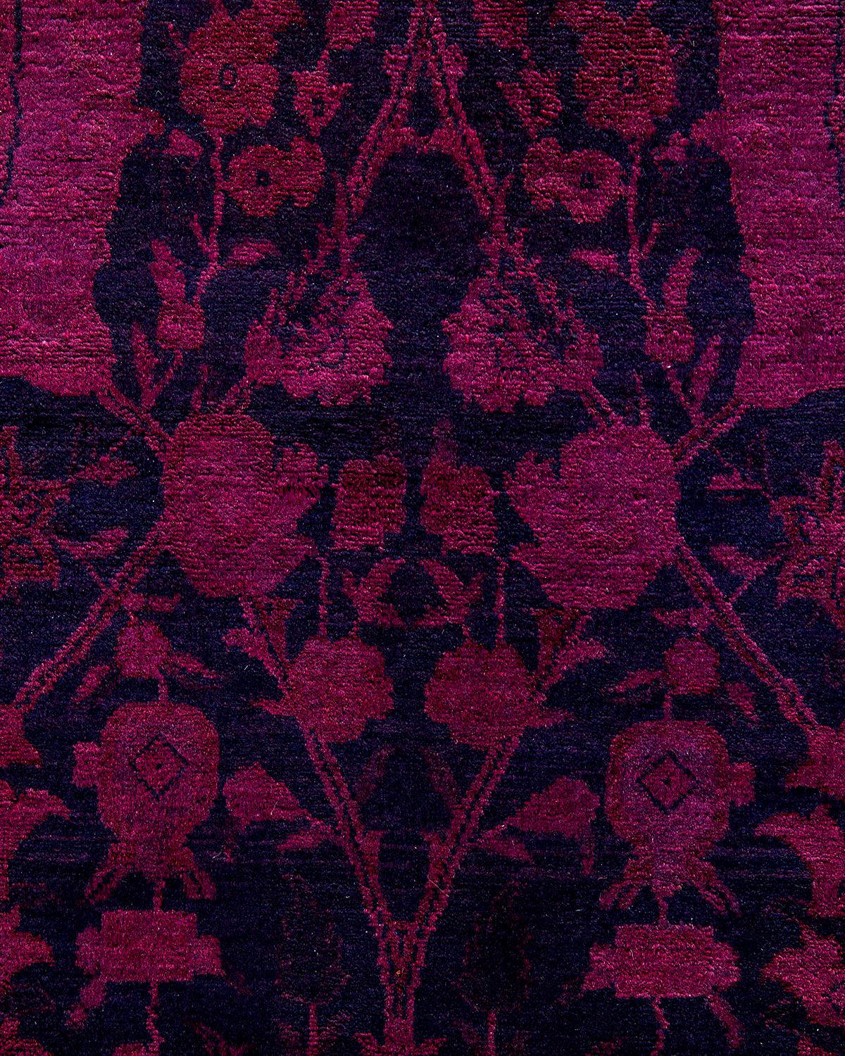 Pakistani Contemporary Overdyed Hand Knotted Wool Black Area Rug For Sale