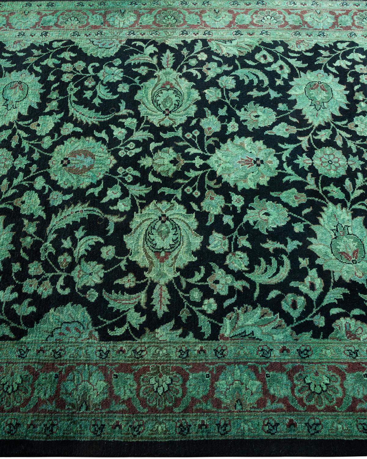 Contemporary Overdyed Hand Knotted Wool Black Area Rug im Zustand „Neu“ im Angebot in Norwalk, CT