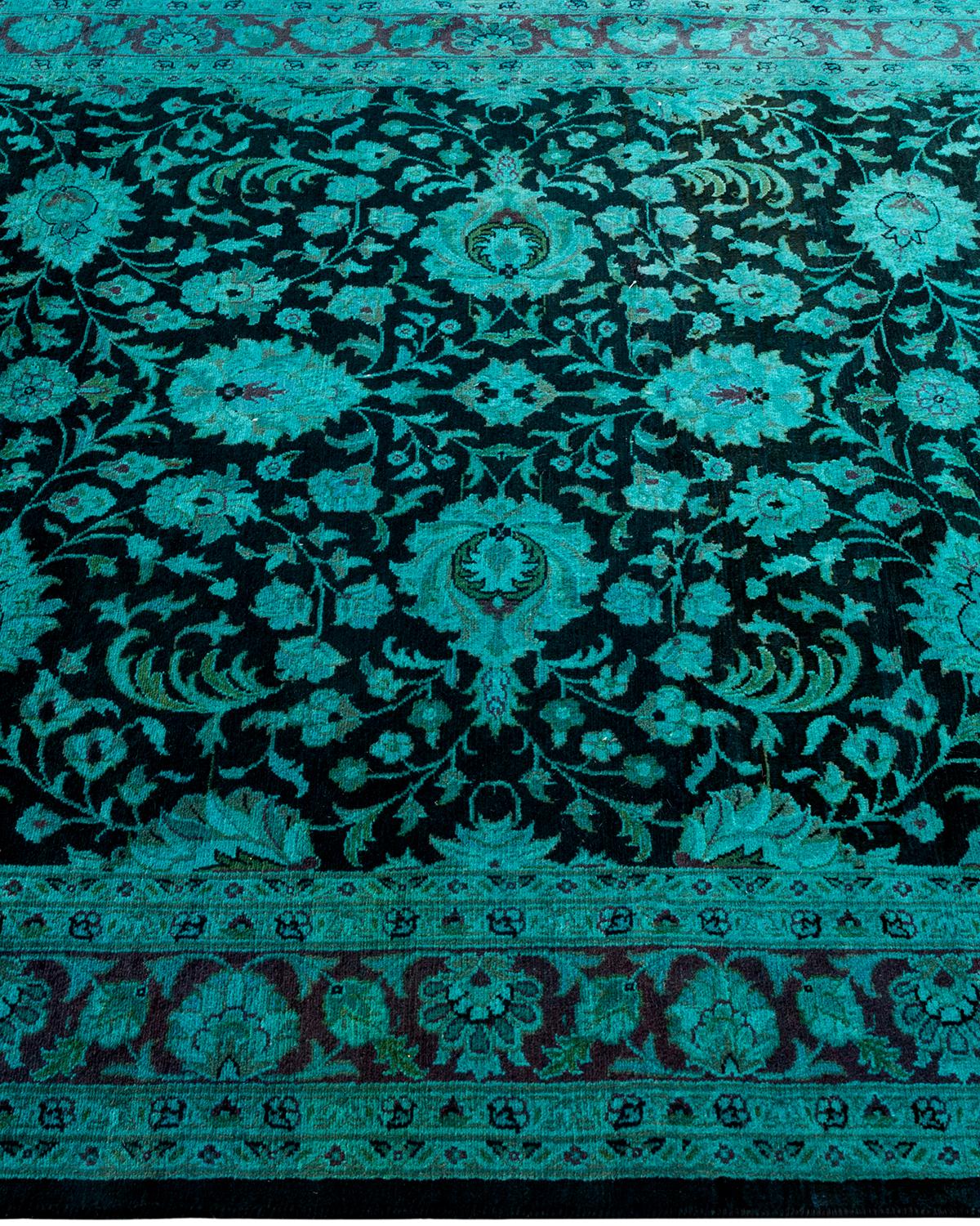 Contemporary Overdyed Hand Knotted Wool Black Area Rug In New Condition For Sale In Norwalk, CT