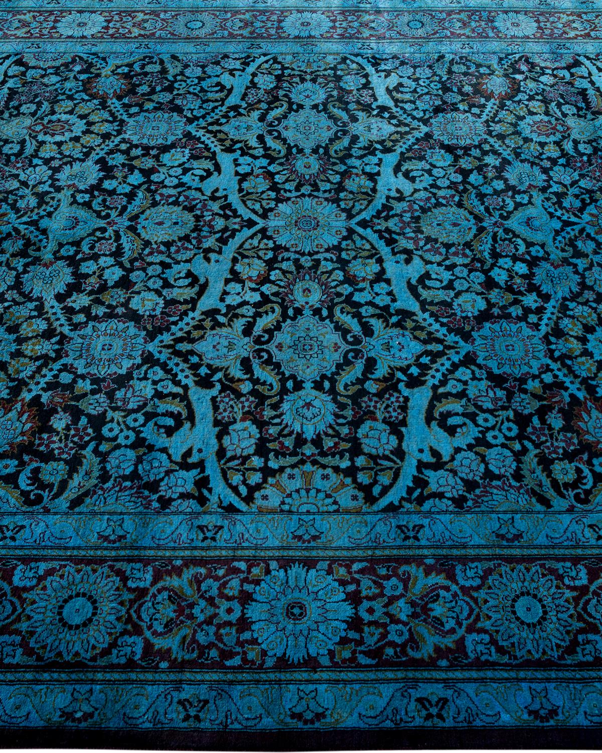 Contemporary Overdyed Hand Knotted Wool Black Area Rug im Zustand „Neu“ im Angebot in Norwalk, CT