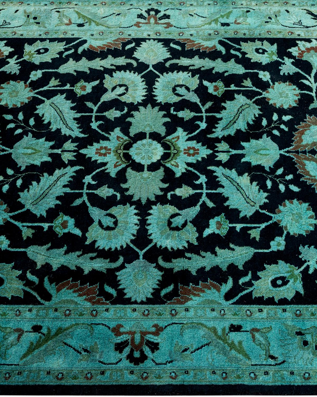 Contemporary Overdyed Hand Knotted Wool Black Area Rug In New Condition For Sale In Norwalk, CT