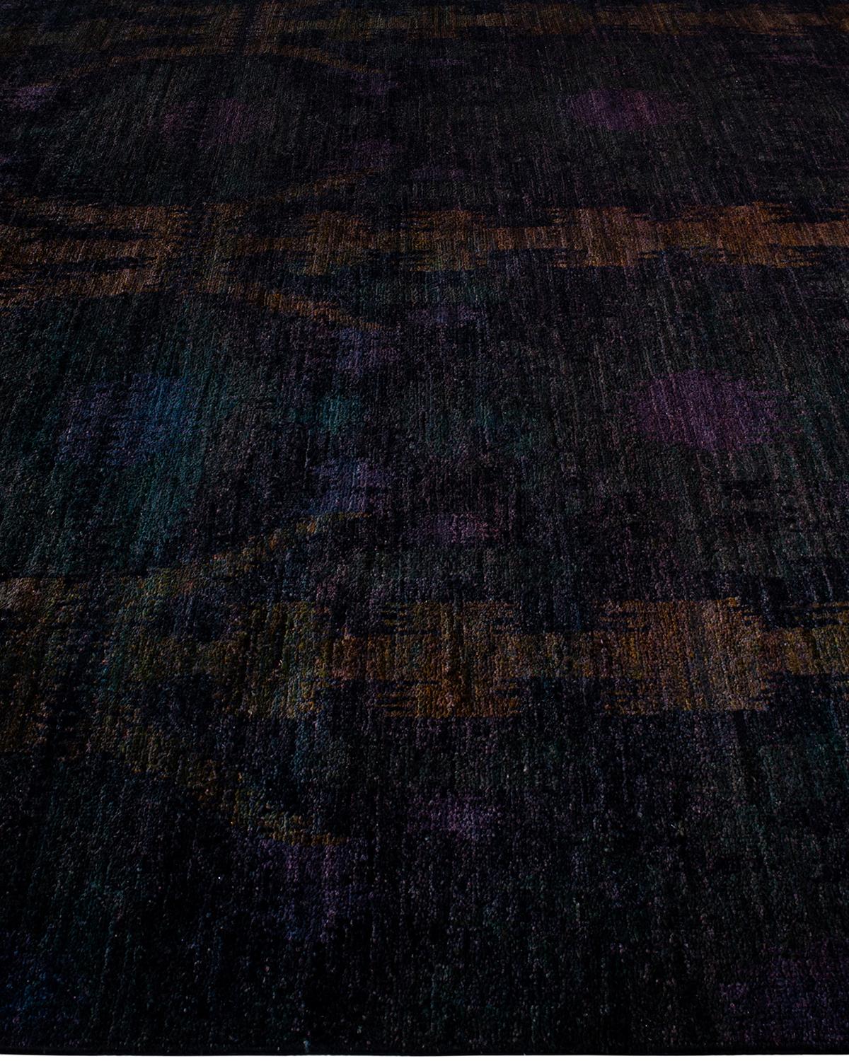 Contemporary Overdyed Hand Knotted Wool Black Area Rug im Zustand „Neu“ im Angebot in Norwalk, CT