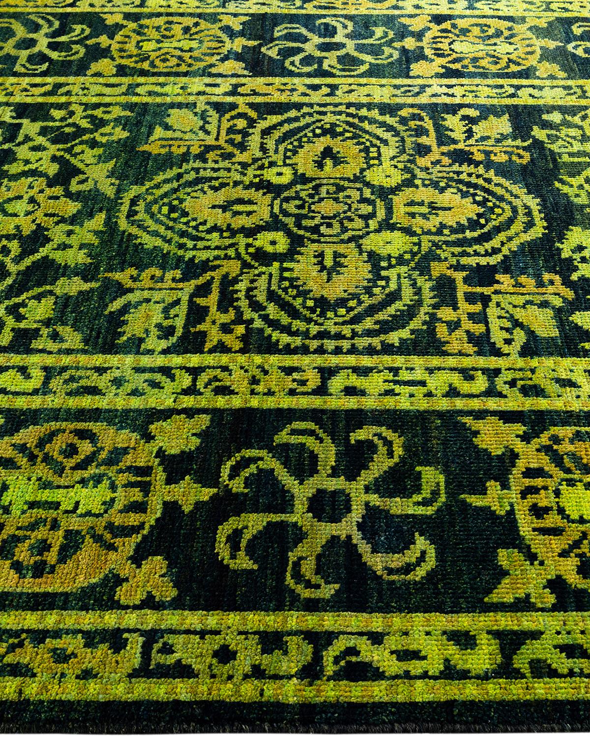 Contemporary Overdyed Hand Knotted Wool Black Area Rug In New Condition For Sale In Norwalk, CT