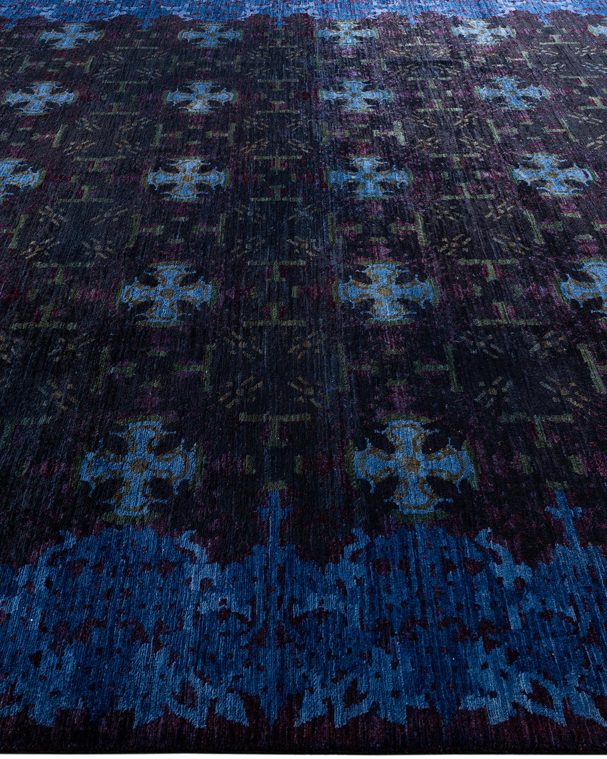 Contemporary Overdyed Hand Knotted Wool Black Area Rugs (Tappeto di lana nero) In condizioni Nuovo in vendita a Norwalk, CT