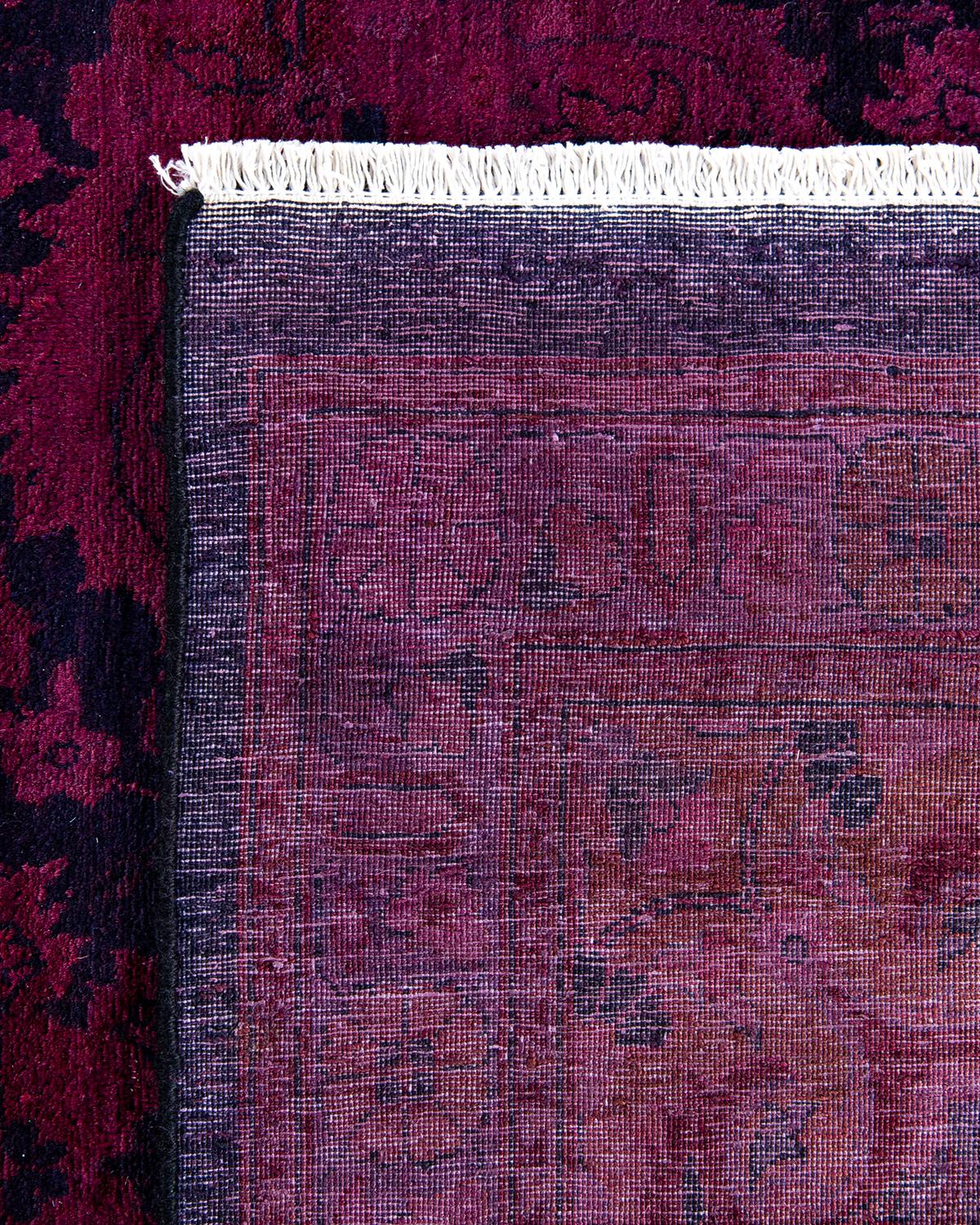 Contemporary Overdyed Hand Knotted Wool Black Area Rug For Sale 1