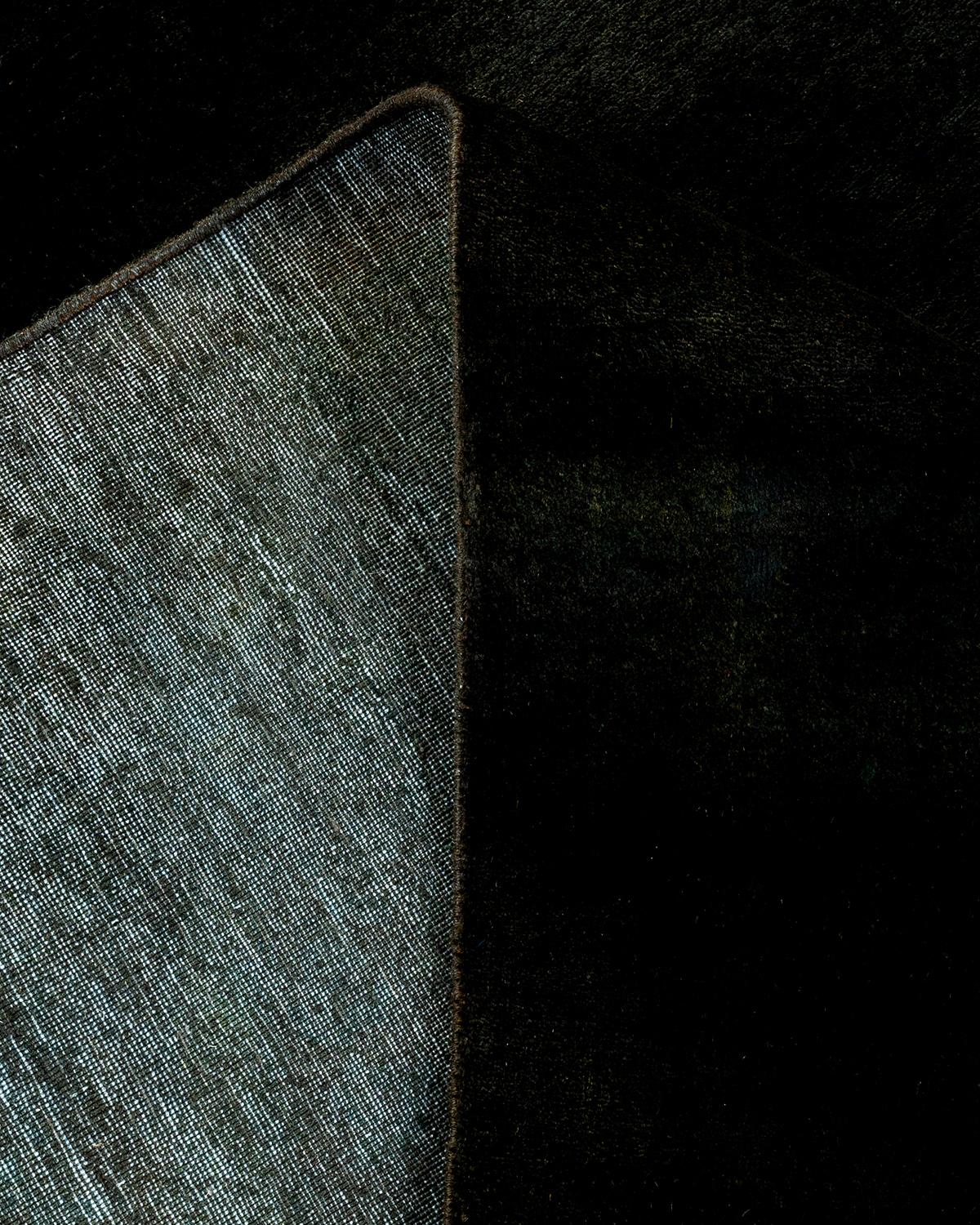 Lana Contemporary Overdyed Hand Knotted Wool Black Area Rugs (Tappeto di lana nero) in vendita