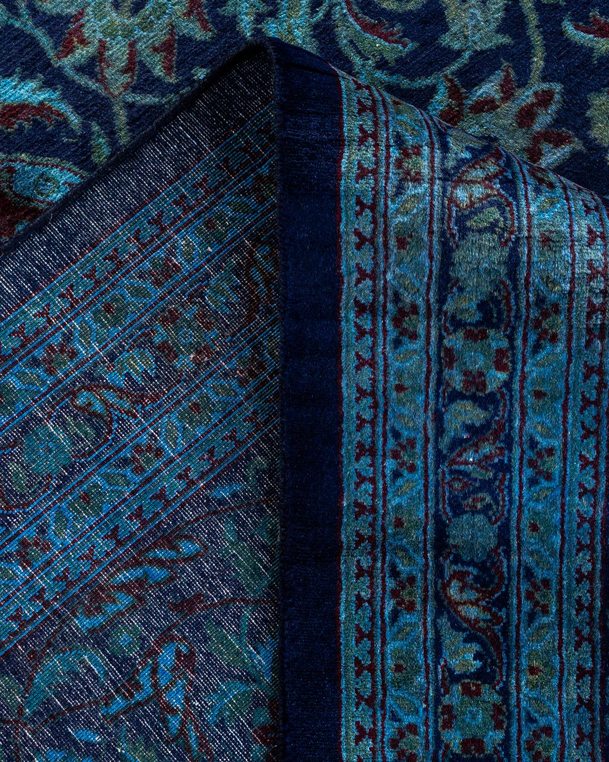 Laine Contemporary Overdyed Hand Knotsted Wool Black Area Rug (tapis de sol en laine surteinte nouée à la main) en vente