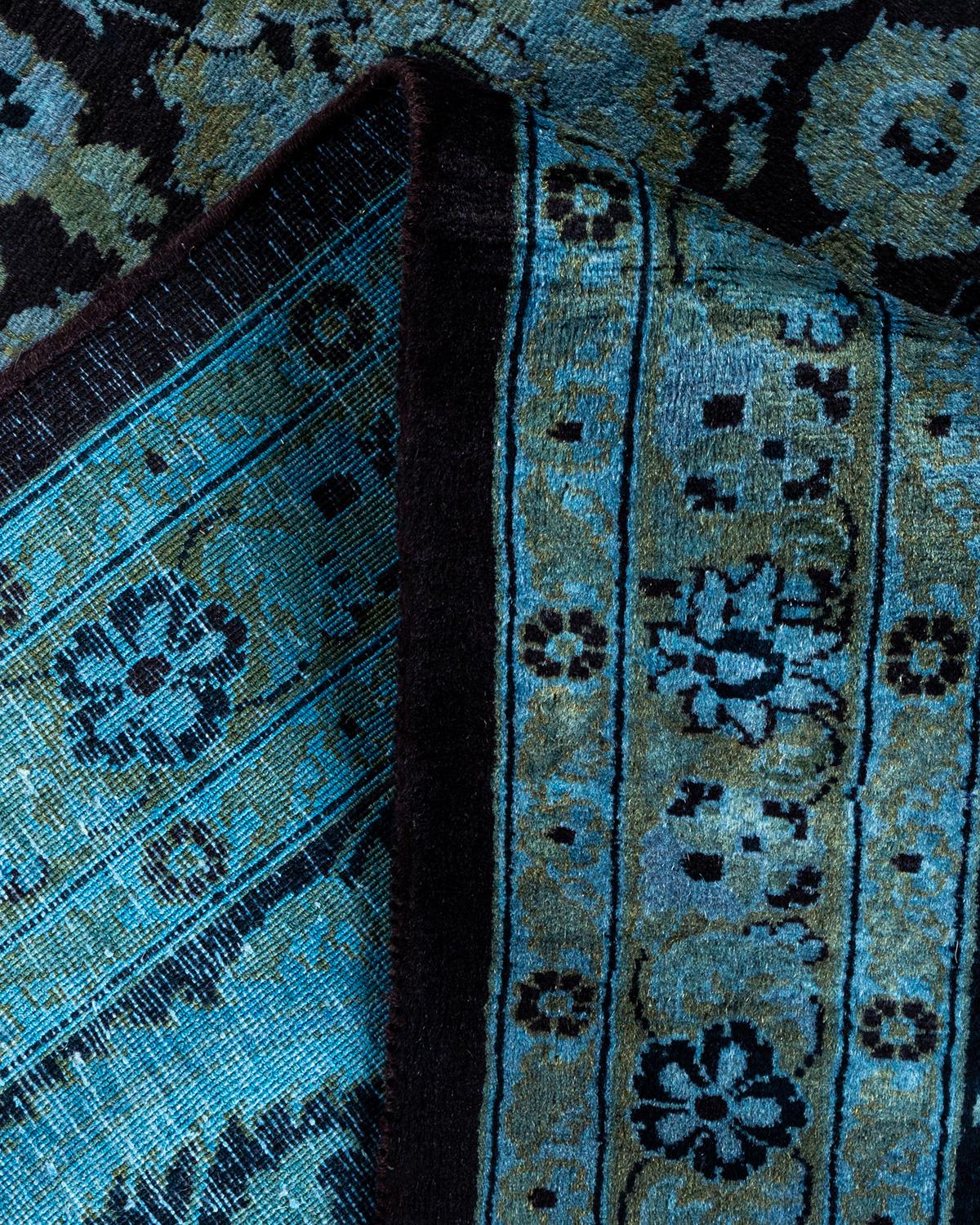 Lana Contemporary Overdyed Hand Knotted Wool Black Area Rugs (Tappeto di lana nero) in vendita