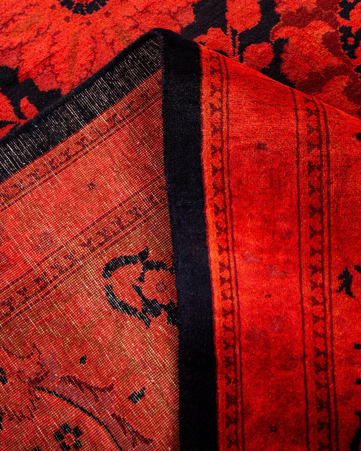 Lana Contemporary Overdyed Hand Knotted Wool Black Area Rugs (Tappeto di lana nero) in vendita