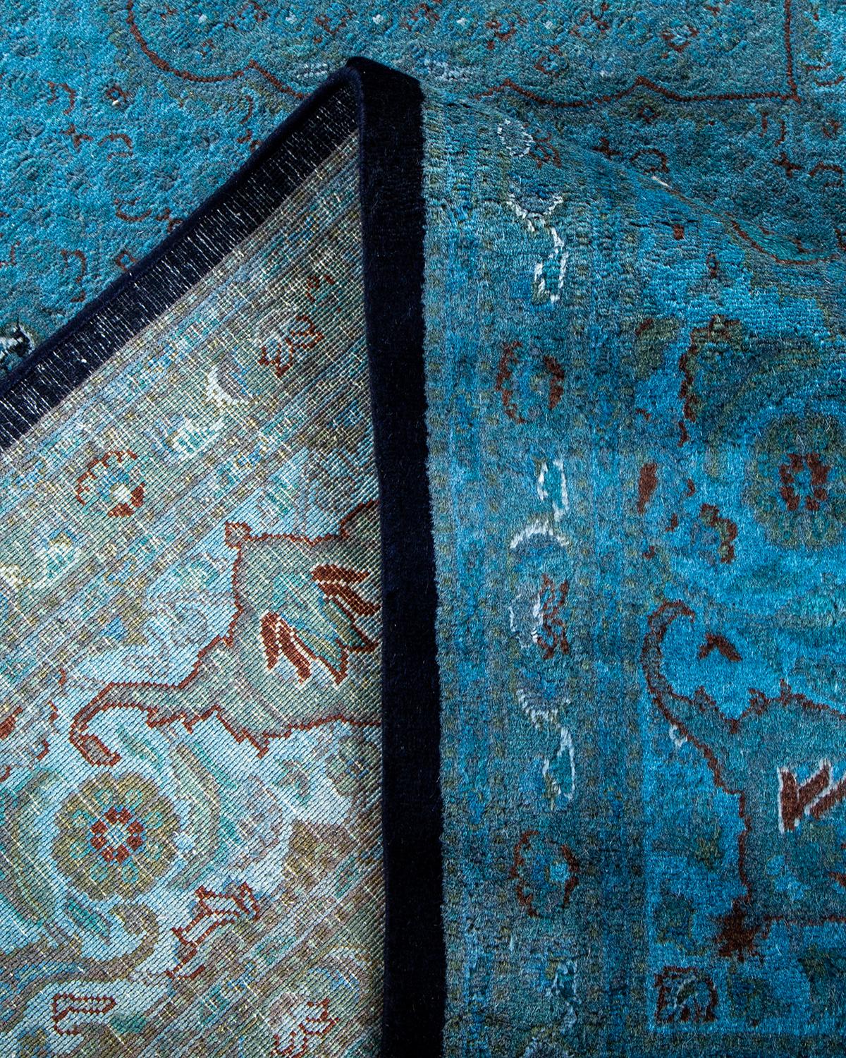 Laine Contemporary Overdyed Hand Knotsted Wool Black Area Rug (tapis de sol en laine surteinte nouée à la main) en vente
