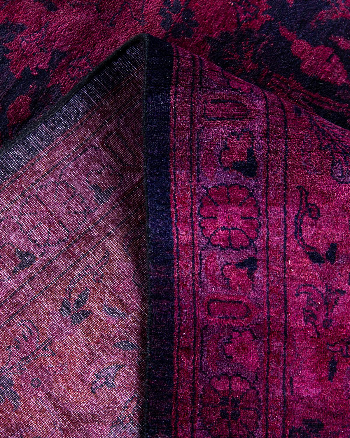 Contemporary Overdyed Hand Knotted Wool Black Area Rug For Sale 2