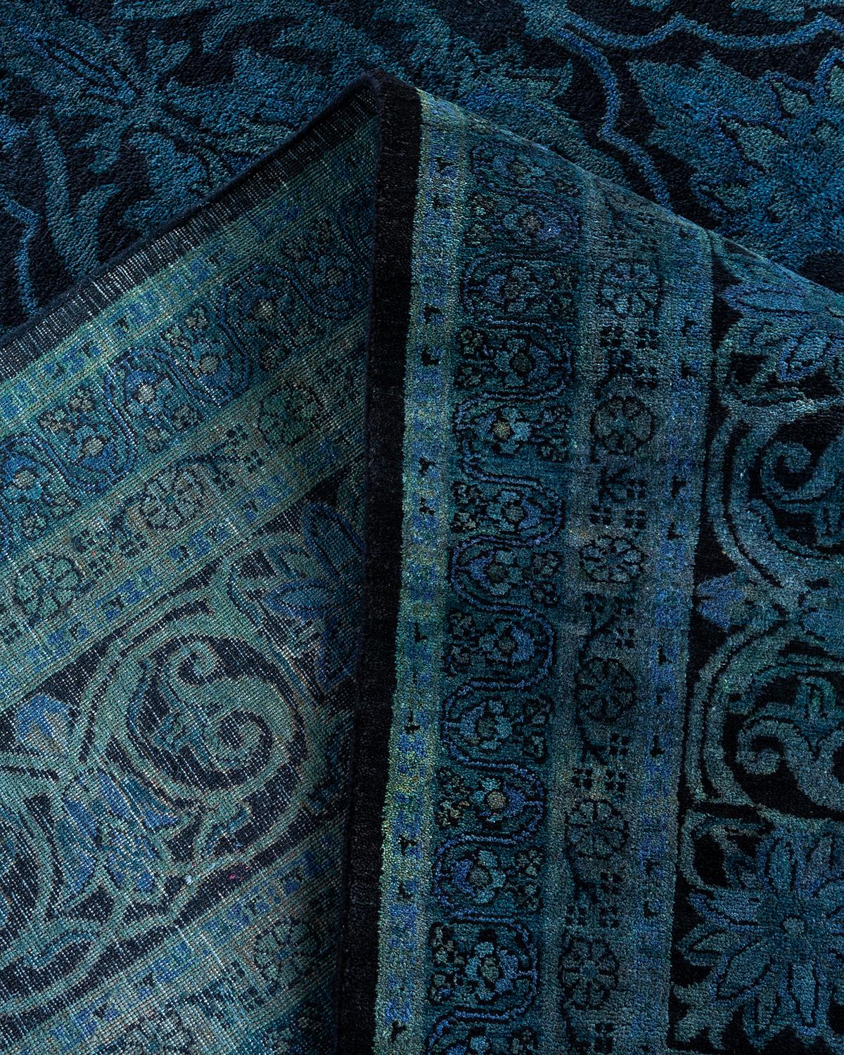 Lana Contemporary Overdyed Hand Knotted Wool Black Area Rugs (Tappeto di lana nero) in vendita