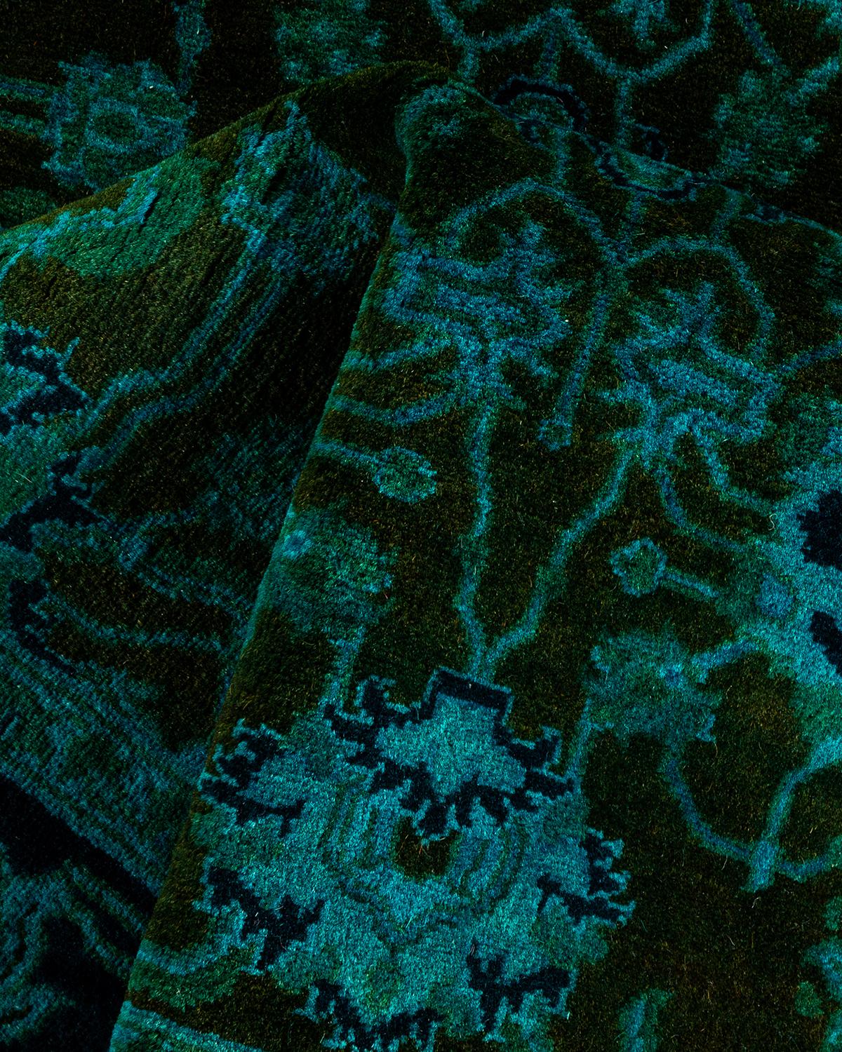 Contemporary Overdyed Hand Knotted Wool Black Area Rug im Angebot 1