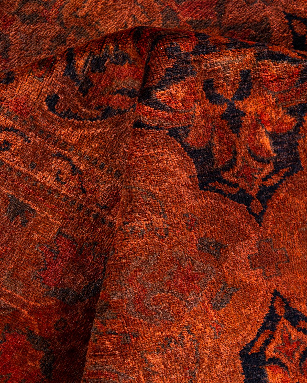 Contemporary Overdyed Hand Knotted Wool Black Area Rug im Angebot 1