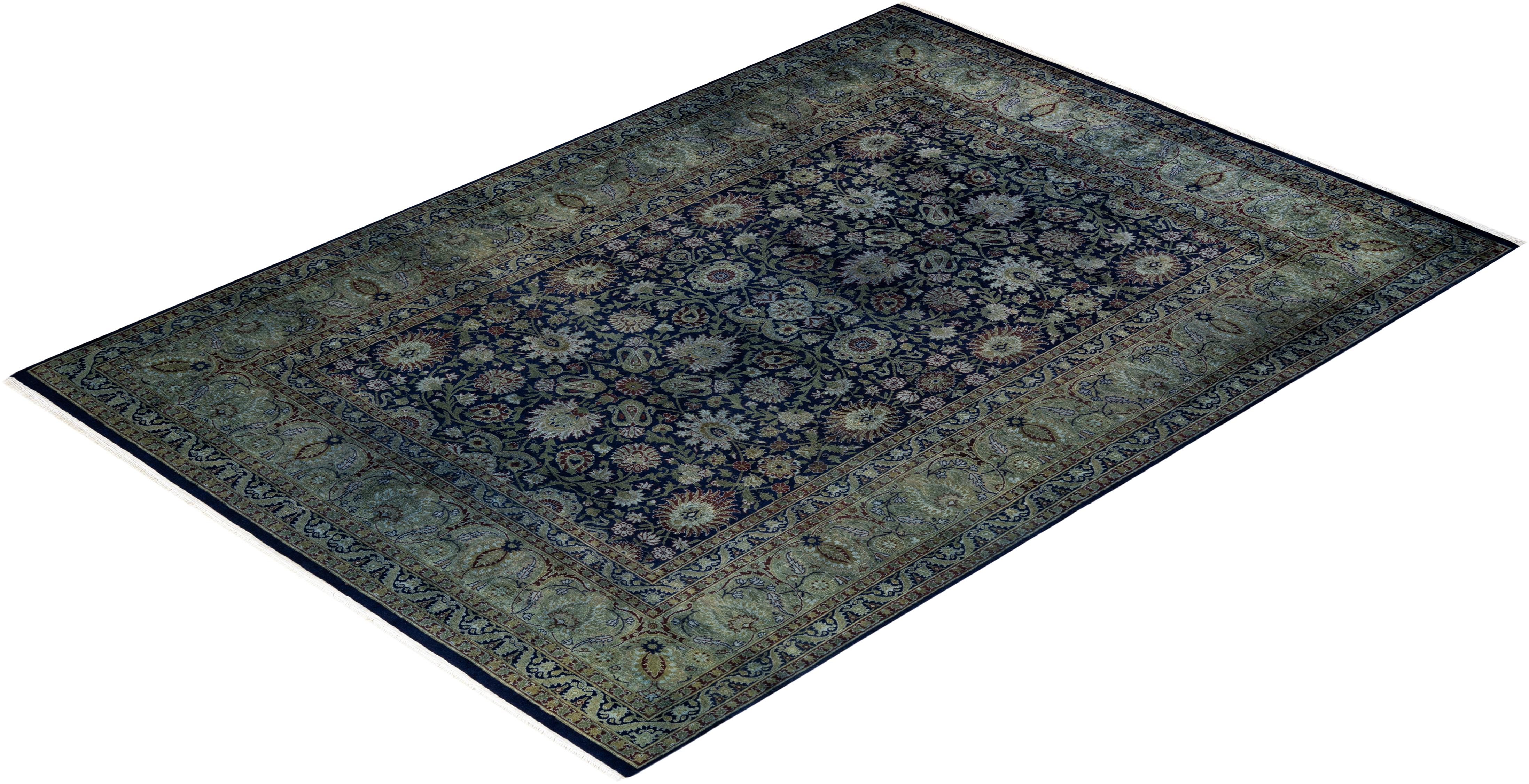 Contemporary Overdyed Hand Knotted Wool Black Area Rug 4