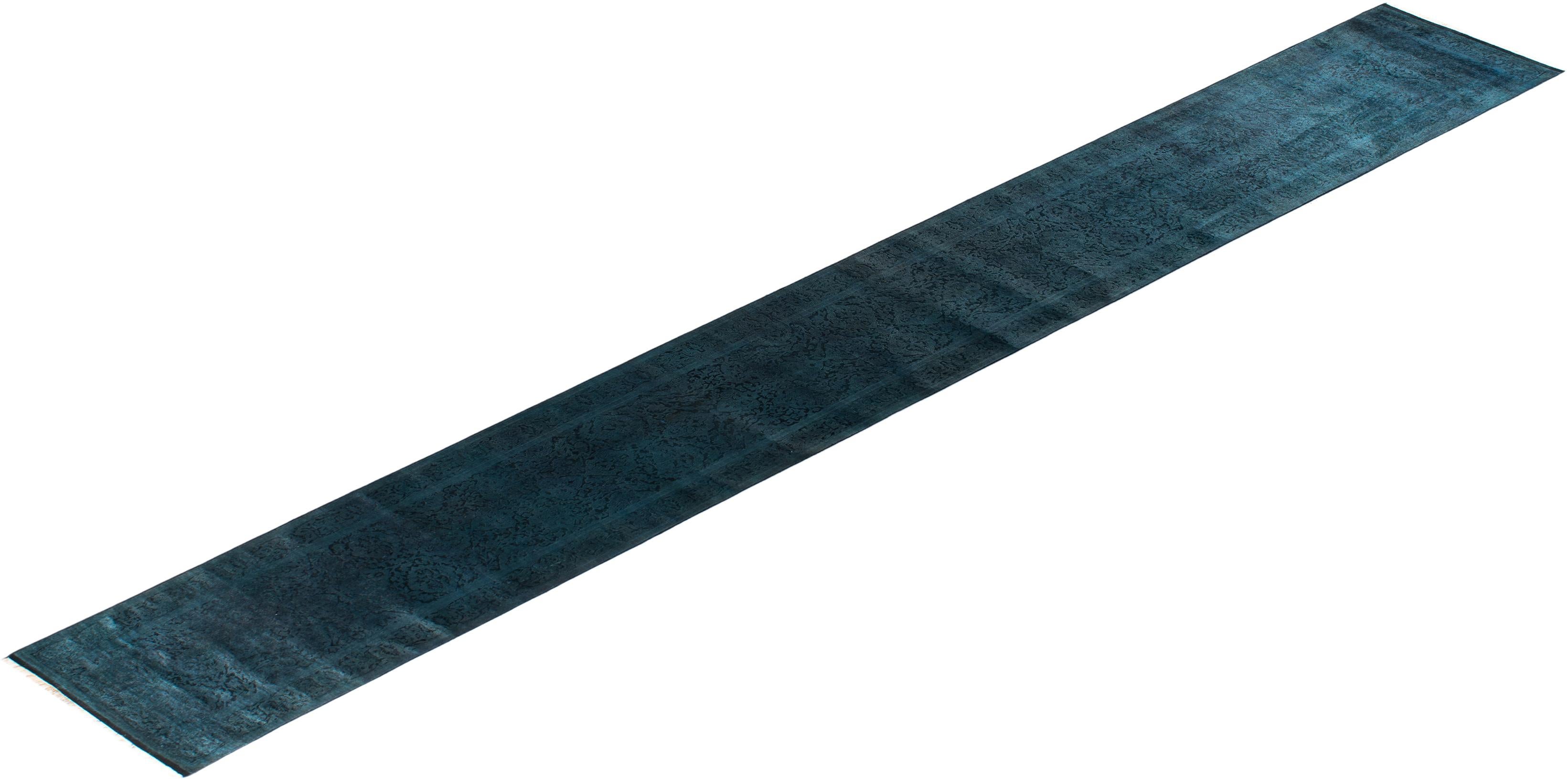 Contemporary Overdyed Hand Knotsted Wool Black Area Rug (tapis de sol en laine surteinte nouée à la main) en vente 2