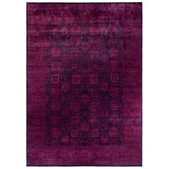 Contemporary Overdyed Hand Knotted Wool Black Area Rug