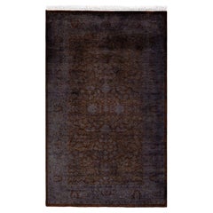 Contemporary Overdyed Hand Knotted Wool Black Area Rug