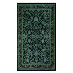 Contemporary Overdyed Hand Knotsted Wool Black Area Rug (tapis de sol en laine surteinte nouée à la main)