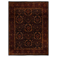 Contemporary Overdyed Hand Knotted Wool Black Area Rug