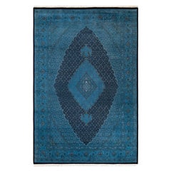 Contemporary Overdyed Hand Knotted Wool Black Area Rug