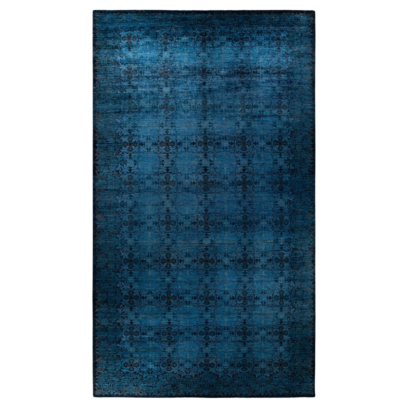 Contemporary Overdyed Hand Knotted Wool Black Area Rug