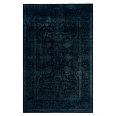Contemporary Overdyed Hand Knotted Wool Black Area Rug