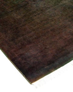 Contemporary Overdyed Hand Knotted Wool Black Runner