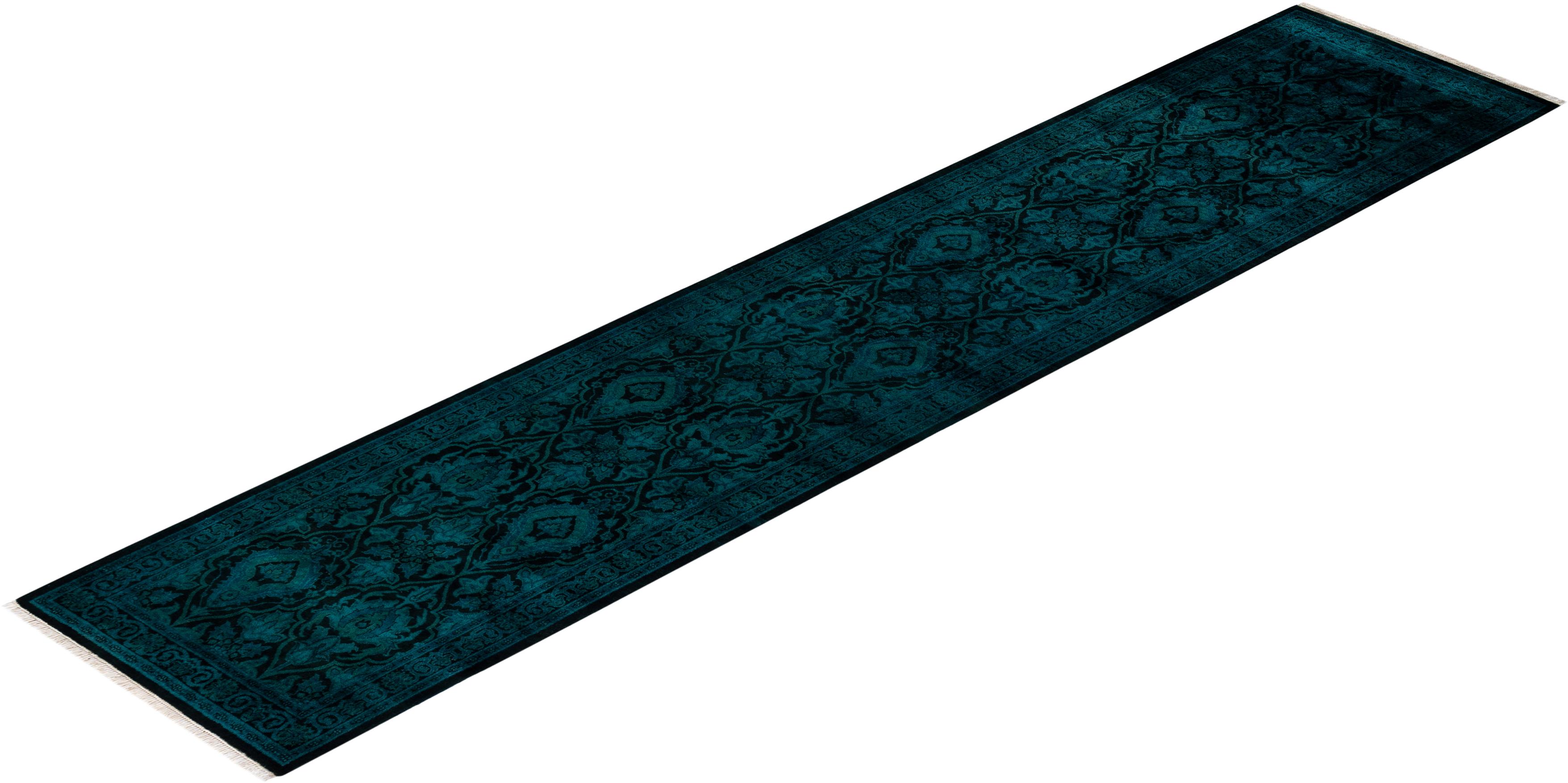 Chemin de table contemporain en laine surteinte nouée à la main, noir en vente 2