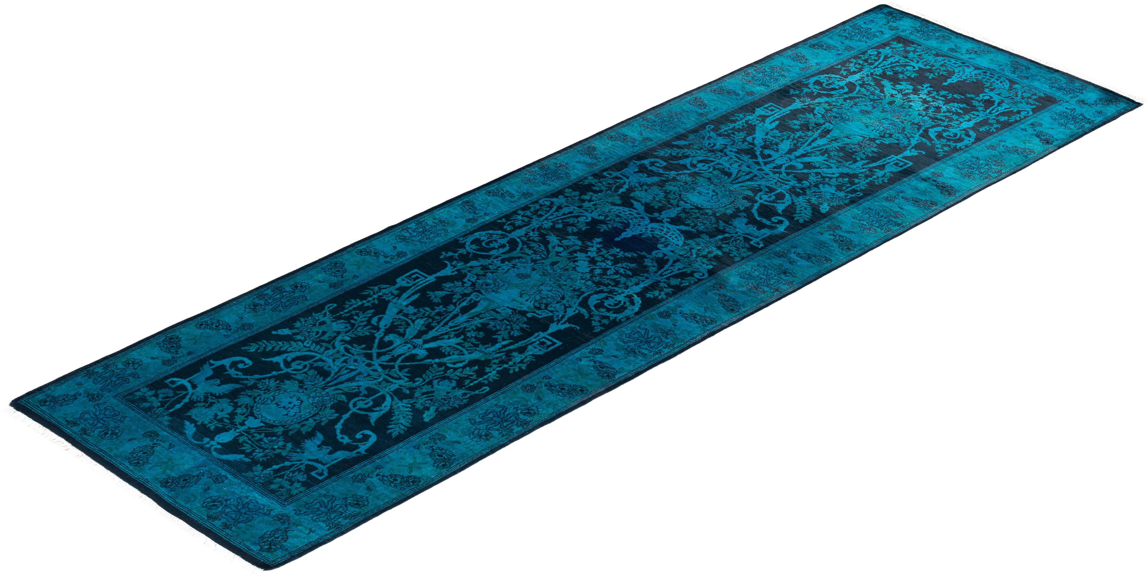 Chemin de table contemporain en laine surteinte nouée à la main, noir en vente 2