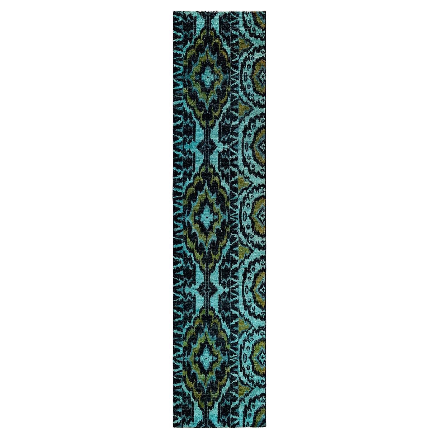 Traves de Mesa Contemporáneo Overdyed Hand Knotted Lana Negro