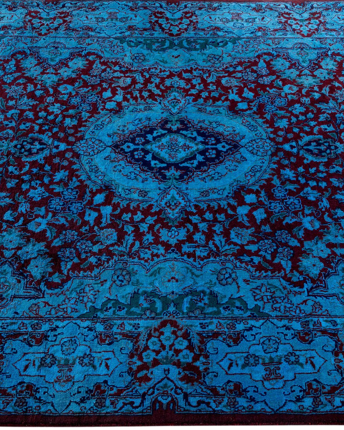 Contemporary Overdyed Hand Knotted Wool Blue Area In New Condition For Sale In Norwalk, CT