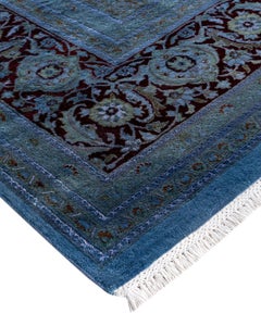 Contemporary Overdyed Hand Knotted Wool Blue Area Rug 10' 3" x 15' 1"
