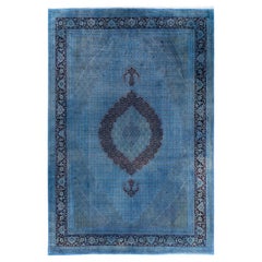 Contemporary Overdyed Hand Knotted Wool Blue Area Rug 10' 3" x 15' 1"