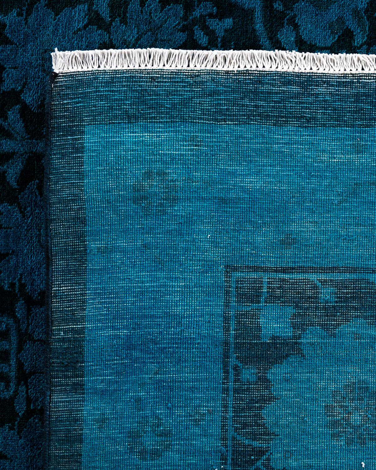 XXI secolo e contemporaneo Contemporary Overdyed Hand Knots Rugs (Tappeto di lana blu) 12' 1