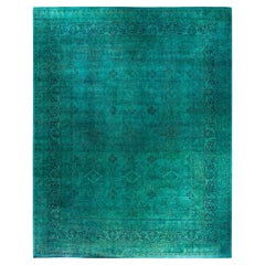 Contemporary Overdyed Hand Knotted Wool Blue Area Rug 12' 3" x 15' 4"