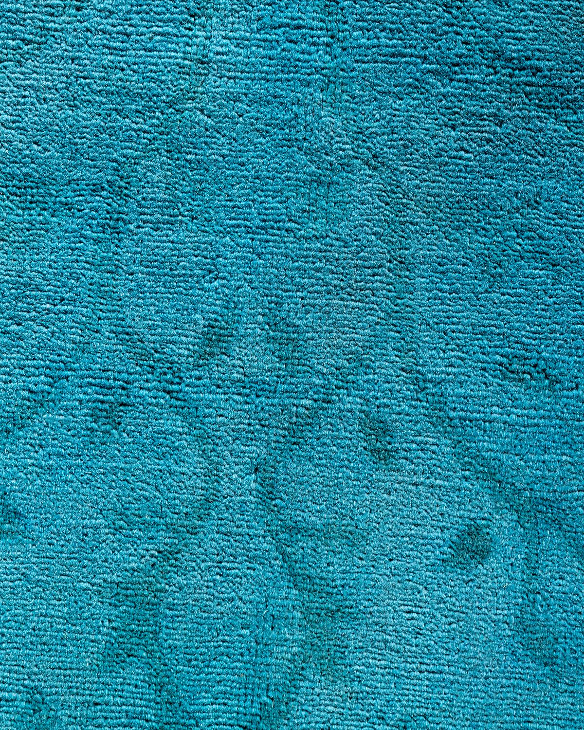 Contemporary Overdyed Hand Knotted Wool Blue Area Rug 12' 4