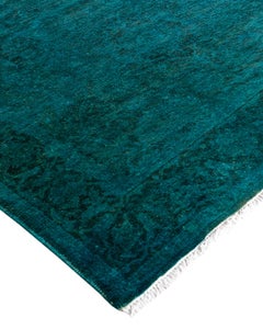 Contemporary Overdyed Hand Knots Rugs (Tappeto di lana blu) 3' 1" x 5' 0"