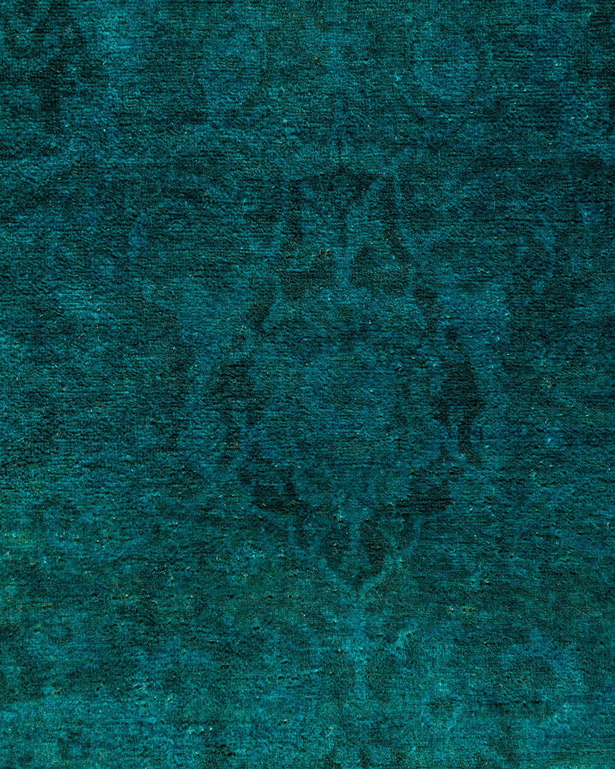 Pakistano Contemporary Overdyed Hand Knots Rugs (Tappeto di lana blu) 3' 1