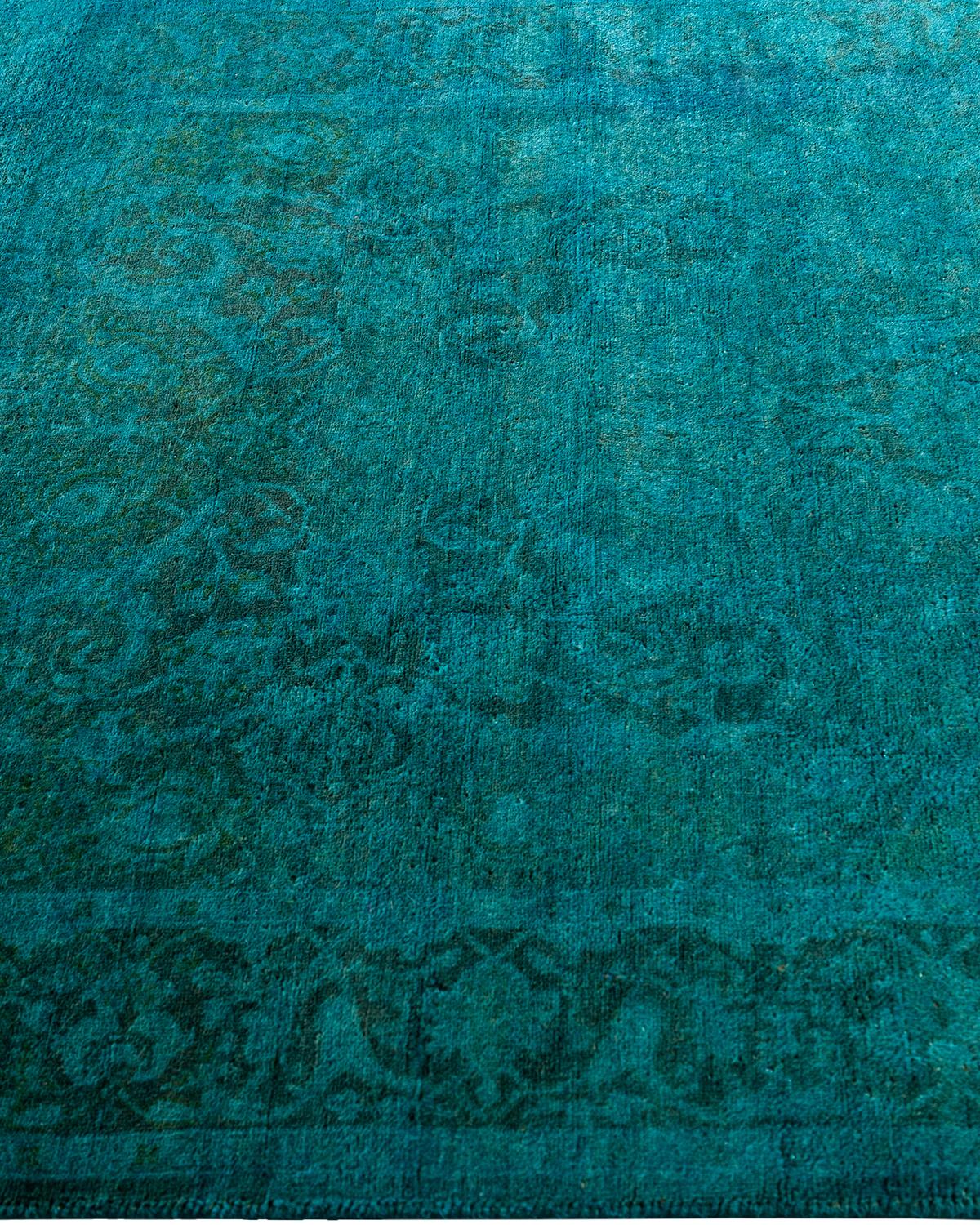 Contemporary Overdyed Hand Knots Rugs (Tappeto di lana blu) 3' 1