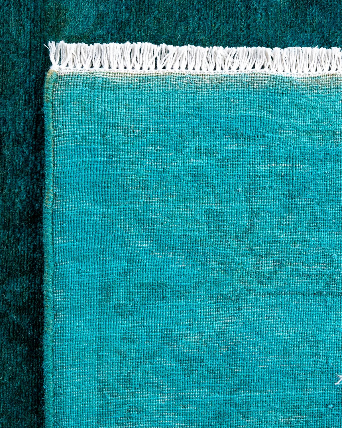 XXI secolo e contemporaneo Contemporary Overdyed Hand Knots Rugs (Tappeto di lana blu) 3' 1