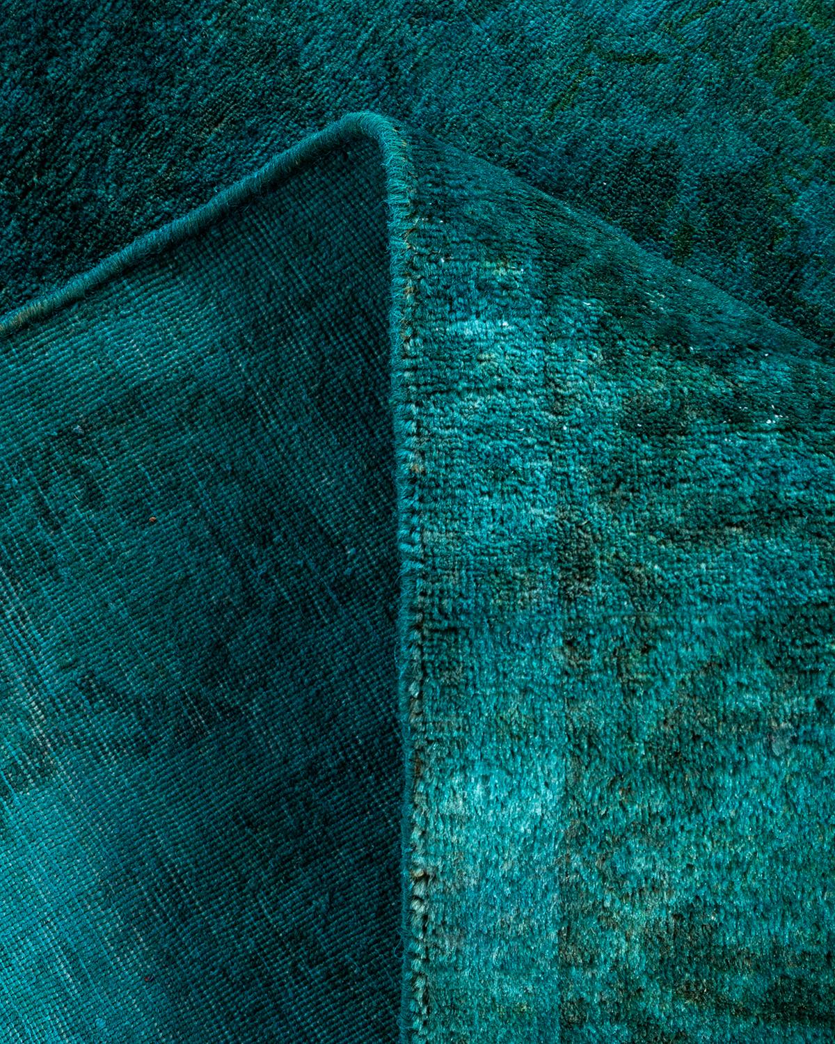 Lana Contemporary Overdyed Hand Knots Rugs (Tappeto di lana blu) 3' 1
