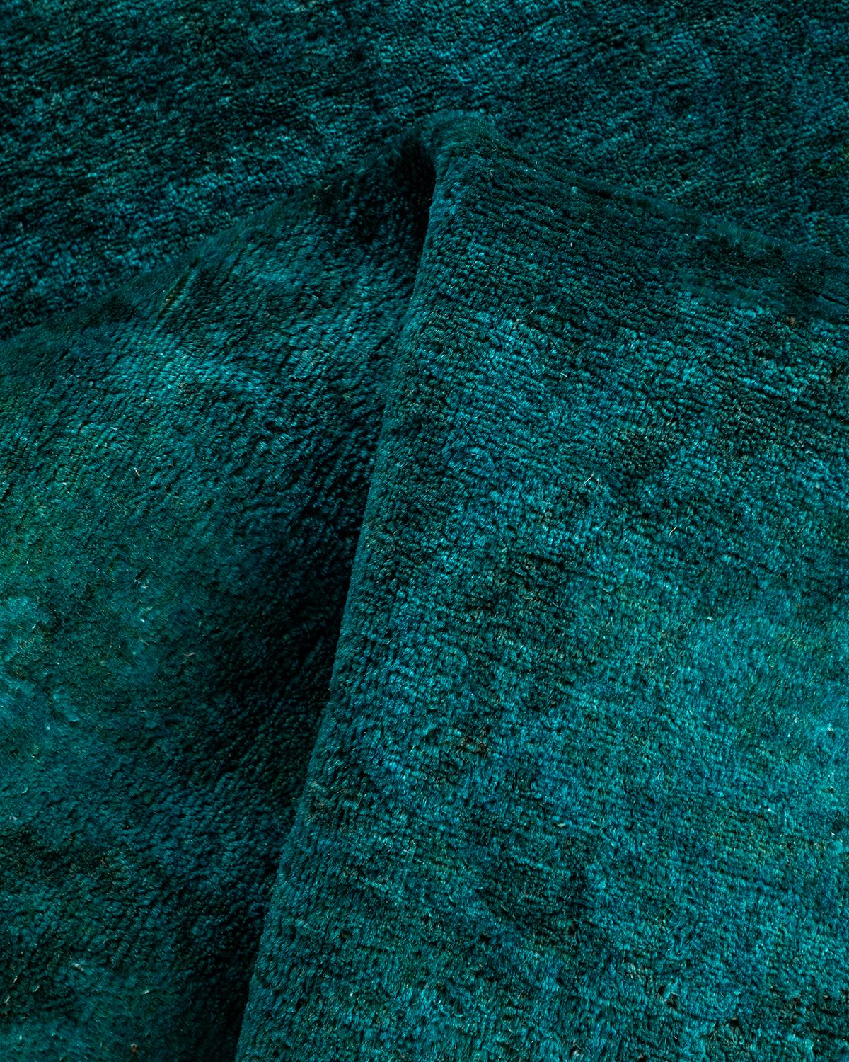 Contemporary Overdyed Hand Knots Rugs (Tappeto di lana blu) 3' 1