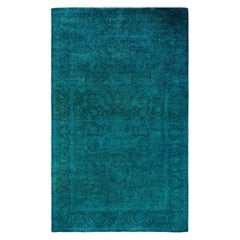 Contemporary Overdyed Hand Knotted Wool Blue Area Rug 3' 1" x 5' 0"