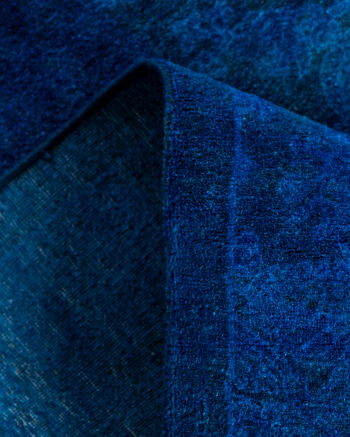 Contemporary Overdyed Hand Knotted Wool Blue Area Rug 3' 1