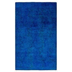 Contemporary Overdyed Hand Knotted Wool Blue Area Rug 3' 1" x 5' 1"
