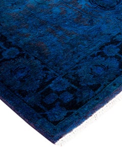 Contemporary Overdyed Hand Knotted Wool Blue Area Rug 3' 1" x 5' 5"